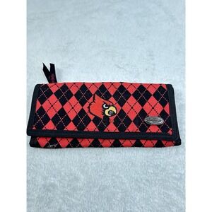 Donna Sharp Wallet Argyle Black Red Louisville Cardinals Foldover Cotton